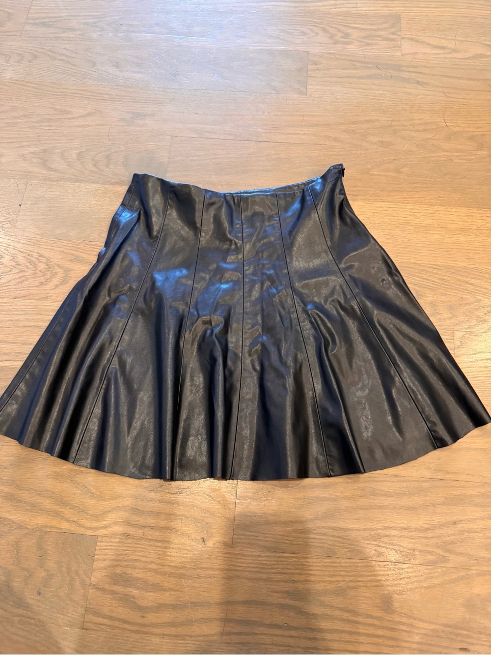 Zara Black Faux Leather Pleated Mini Skirt